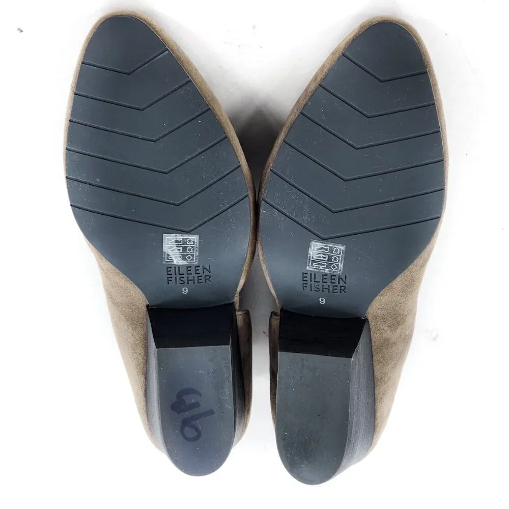 EILEEN FISHER Lily Gray Suede Half D'Orsay Wedge Heel Pump